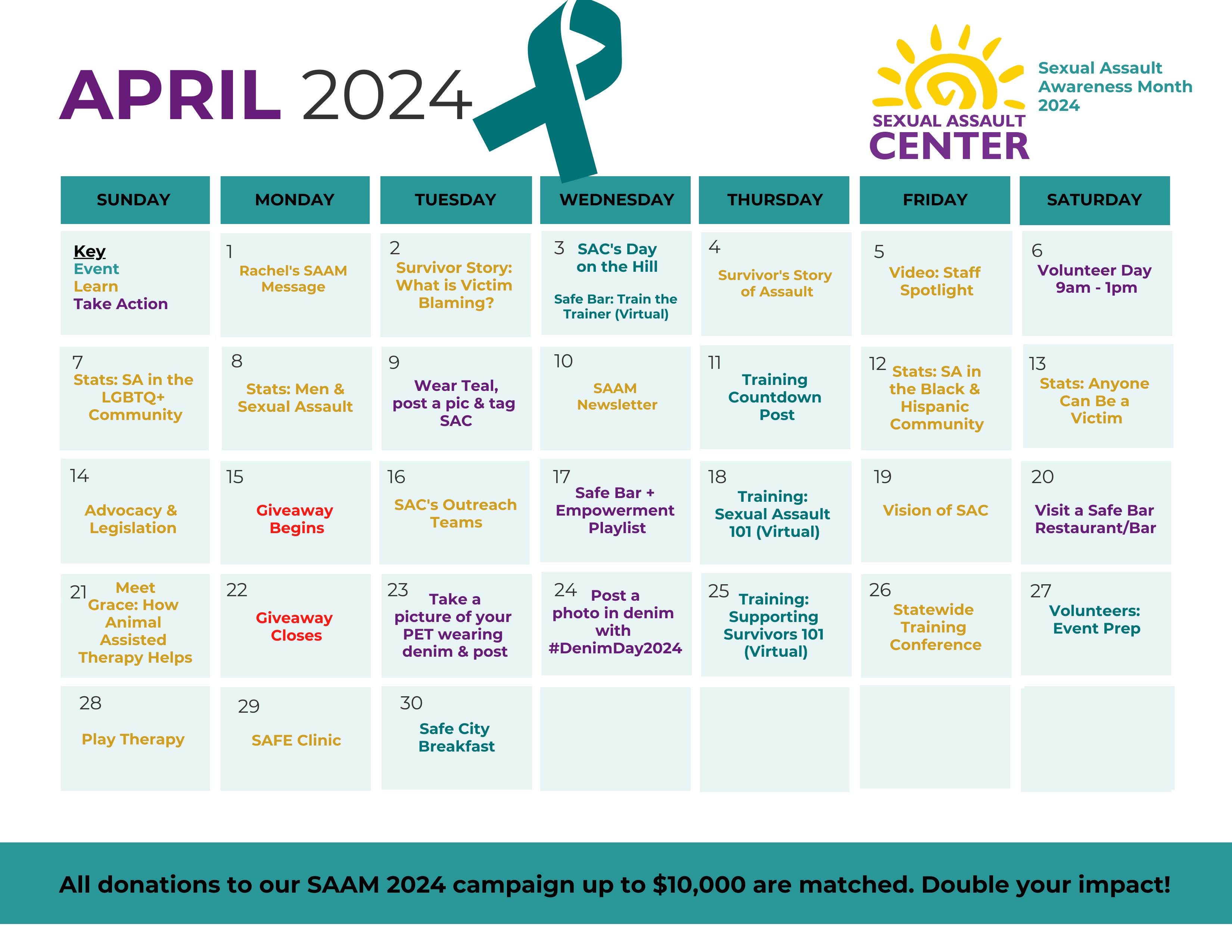 SafeCity Sexual Assault Awareness Month Calendar